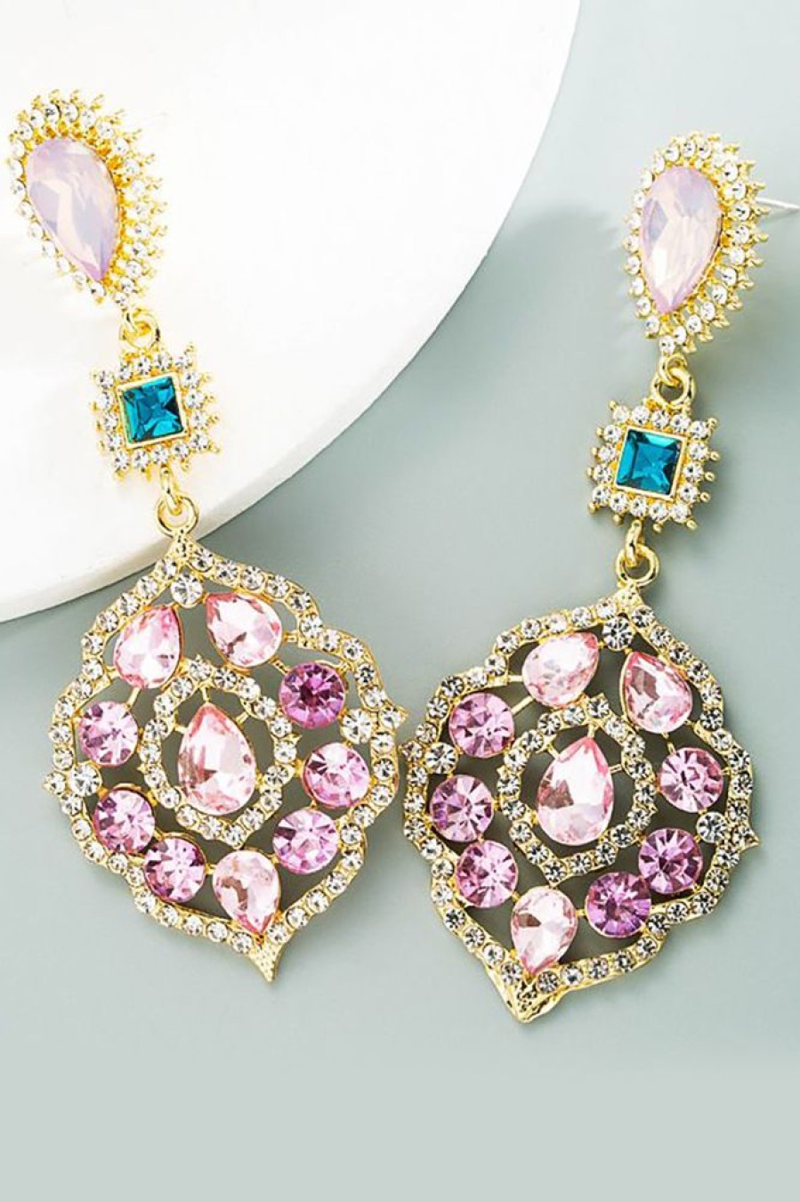 Homrain Light Purple Rhinestones Beaded Earrings | Earrings