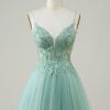 Homrain A Line Cute Homecoming Dress With Beaded | Green Hoco Dresses