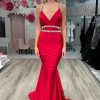 Homrain Mermaid Backless Sequined Long Prom Dress | Red Prom Dresses