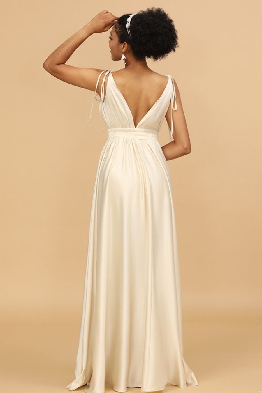 Homrain Deep V-Neck Backless Long Bridesmaid Dress | Bridesmaid Dress Under 100