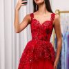 Homrain Glitter Off The Shoulder Tie Lace A-Line Homecoming Dress | Red Hoco Dresses