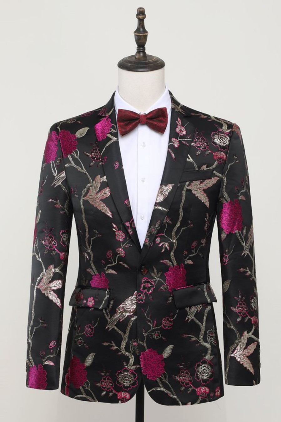 Homrain Jacquard Satin Notched Lapel Blazer | Prom Suits