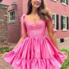 Homrain Ruched Corset A-Line Short Homecoming Dress | Hot Pink Hoco Dresses