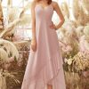 Homrain Blush High Low Chiffon Bridesmaid Dress | Wedding Guest Dresses