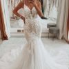 Homrain Mermaid Tulle Spaghetti Straps Long Wedding Dress | Lace Wedding Dresses