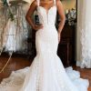 Homrain Mermaid Lace Sweep Train Long Wedding Dress | Mermaid Wedding Dresses