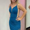 Homrain Sparkly Blue Beaded Fringed Tight Short Homecoming Dress | Blue Hoco Dresses