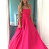 Homrain Sparkly Hot Pink Sequin Straps A-Line Long Prom Dress | Hot Pink Prom Dresses