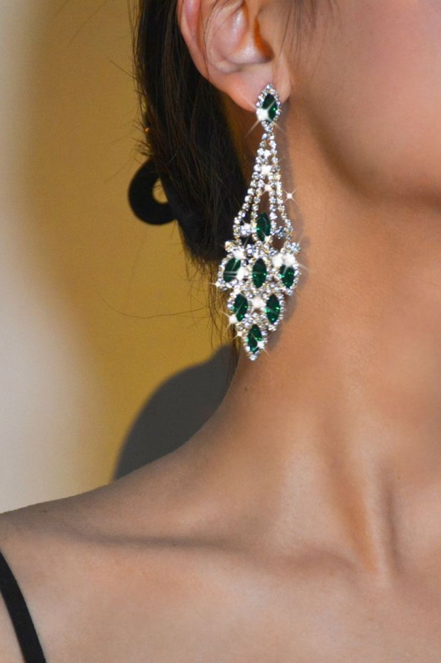 Homrain Rhinestones Long Earrings | Earrings