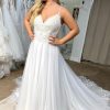 Homrain Tulle Spaghetti Straps Long Boho Wedding Dress With Lace | Lace Wedding Dresses