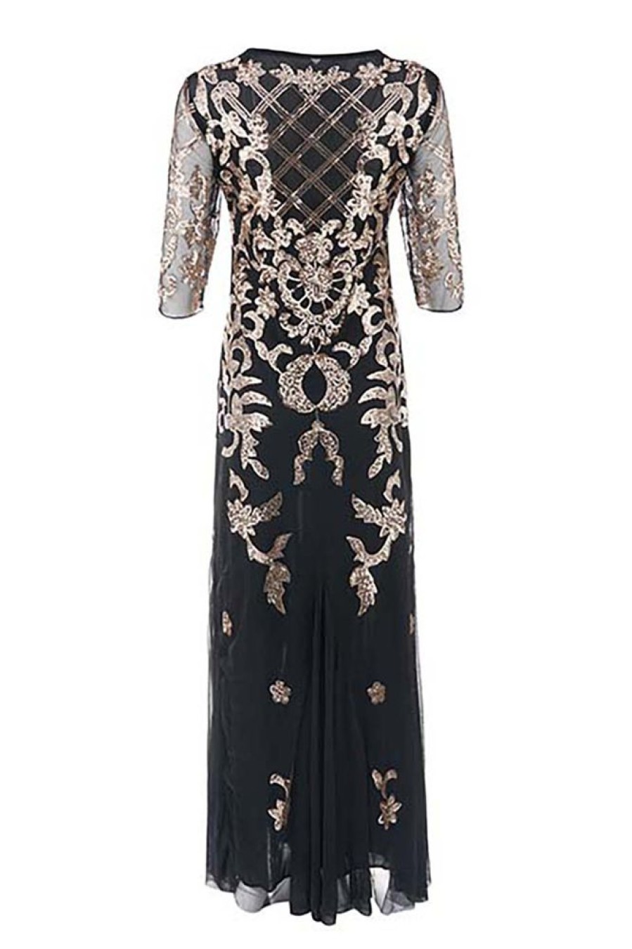 Homrain Black Golden Sequins Long Sequins Mother Of The Bride Dress | Mother Of The Bride Dresses