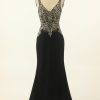 Homrain Mermaid Long Prom Dress With Beading | Black Prom Dresses