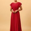 Homrain Chiffon Bridesmaid Dress With Ruffles Sleeves | Bridesmaid Dress Under 100