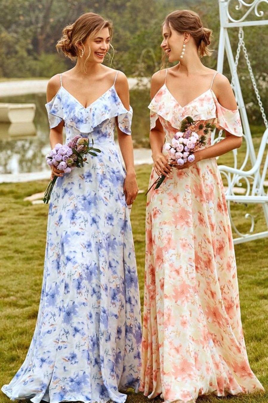 Homrain Bridesmaid Dress Printed With Ruffles | Boho Bridesmaid Dresses