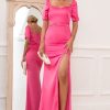 Homrain Sheath Sweetheart Long Prom Dress With Split Front | Hot Pink Prom Dresses