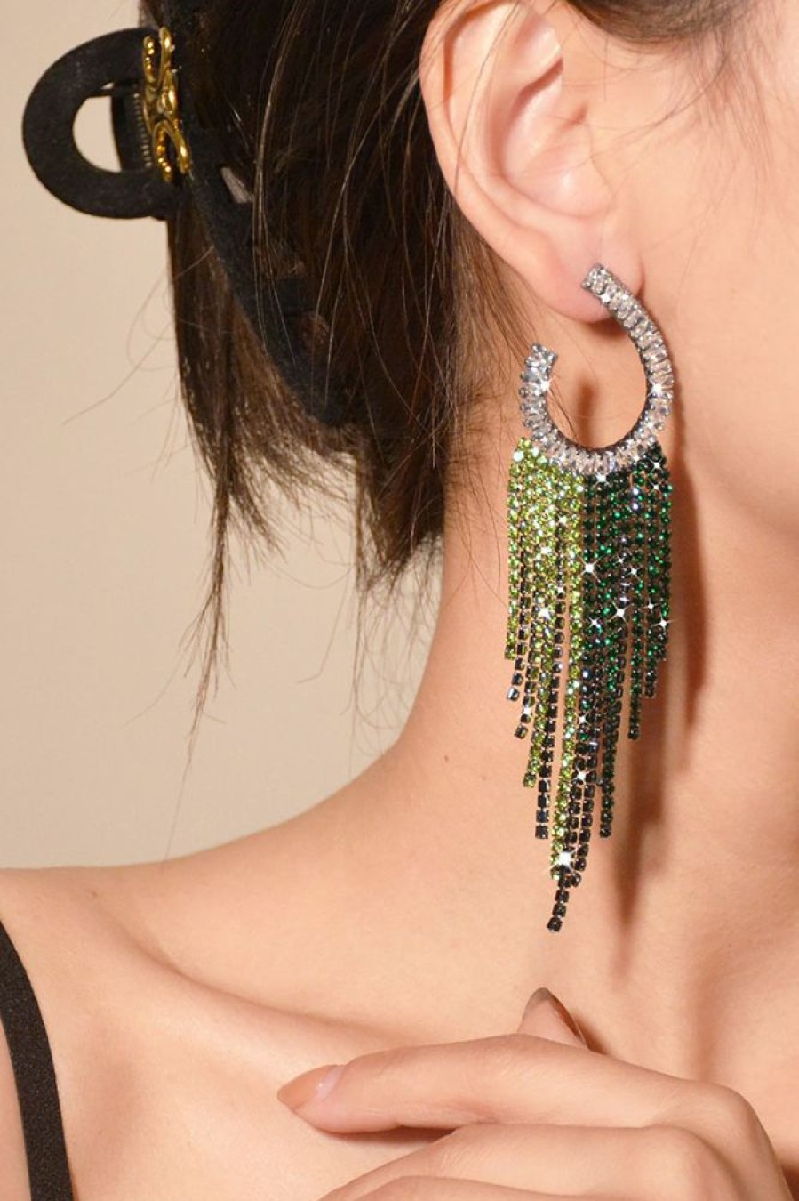 Homrain Rhinestones Tassel Earrings | Earrings