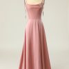 Homrain Spaghetti Straps Long Prom Dress With Bowknot | Wedding Guest Dresses