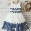 Homrain Round Neck Blue Flower Girl Dress With Lace | Flower Girl Dresses