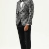 Homrain Black And Silver Jacquard Men'S Prom Blazer | Men Blazers