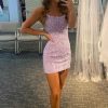 Homrain Lilac Tight Short Prom Dress With Appliques | Purple Hoco Dresses