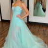 Homrain Sequined Spaghetti Straps A-Line Prom Dress | Green Prom Dresses