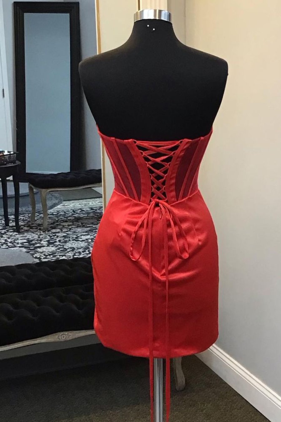 Homrain Corset Asymmetrical Tight Short Homecoming Dress | Red Hoco Dresses