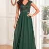 Homrain A Line Tulle Long Prom Dress With Appliques | Green Prom Dresses