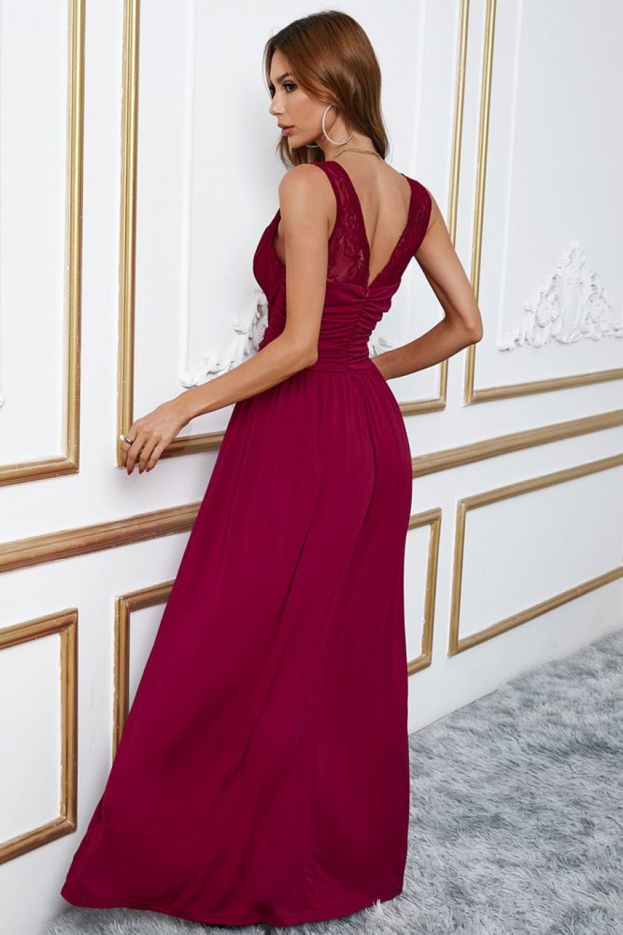 Homrain V-Neck Simple Prom Dress | Red Prom Dresses