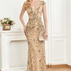 Homrain Mermaid Long Prom Dress With Appliques | Gold Prom Dresses