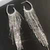 Homrain Rhinestone Tassel Long Earrings | Earrings