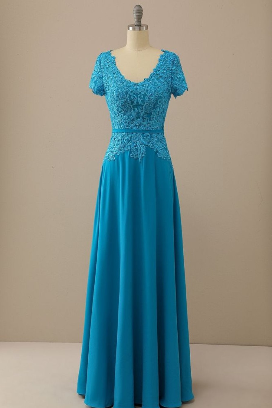 Homrain V Neck Peacock Blue Mother Of Bride Dress | Mother Of The Bride Dresses