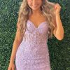 Homrain Tight Short Homecoming Dress With Appliques | Purple Hoco Dresses