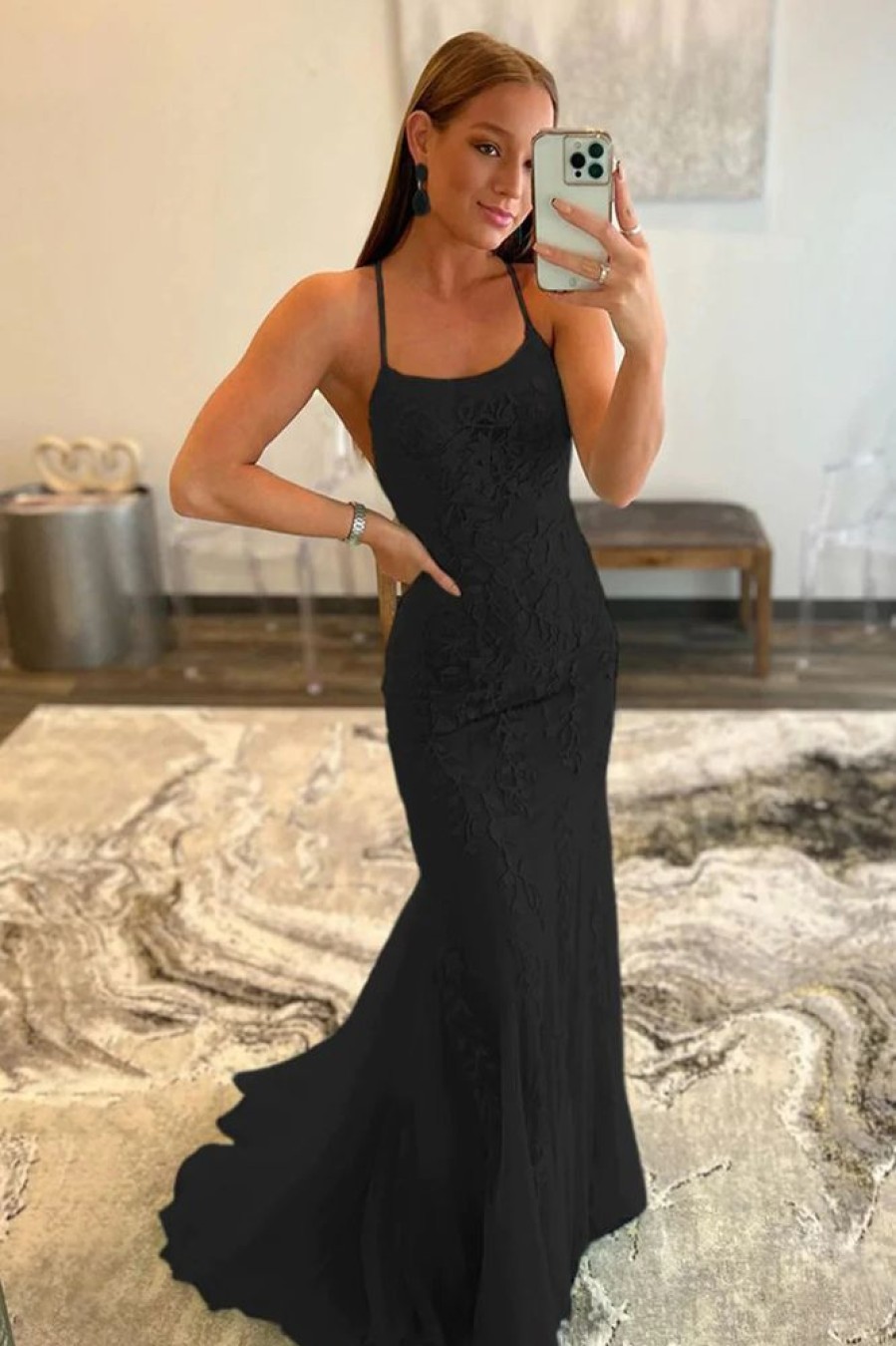 Homrain Halter Backless Prom Dress | Black Prom Dresses