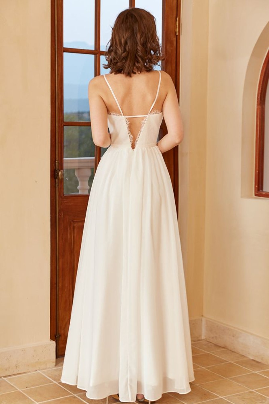 Homrain Spaghetti Straps Simple Wedding Dress | Beach Wedding Dresses