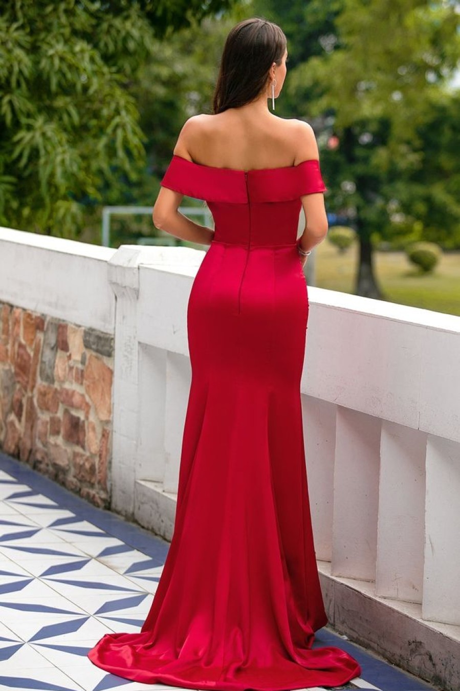 Homrain Off Shoulder Prom Dress | Red Prom Dresses