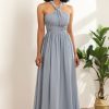 Homrain Grey Blue Convertible Long Chiffon Bridesmaid Dress | Dusty Blue Bridesmaid Dress