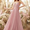 Homrain Blush Spaghetti Straps Chiffon Bridesmaid Dress | Bridesmaid Dresses