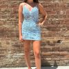 Homrain Lace Spaghetti Straps Tight Short Homecoming Dress | Blue Hoco Dresses