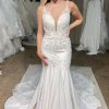 Homrain Deep V-Neck Mermaid Long Wedding Dress With Appliques | Mermaid Wedding Dresses