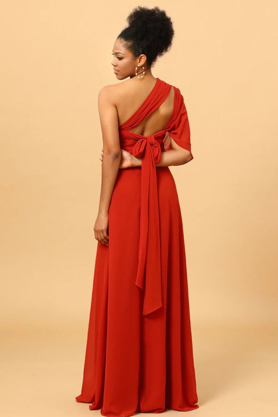 Homrain Red Convertible Chiffon Bridesmaid Dress | Boho Bridesmaid Dresses