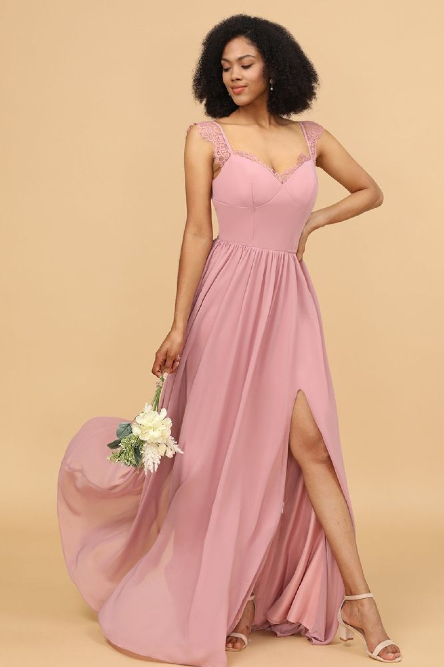 Homrain Long Chiffon Bridesmaid Dress With Lace | Bridesmaid Dress Under 100