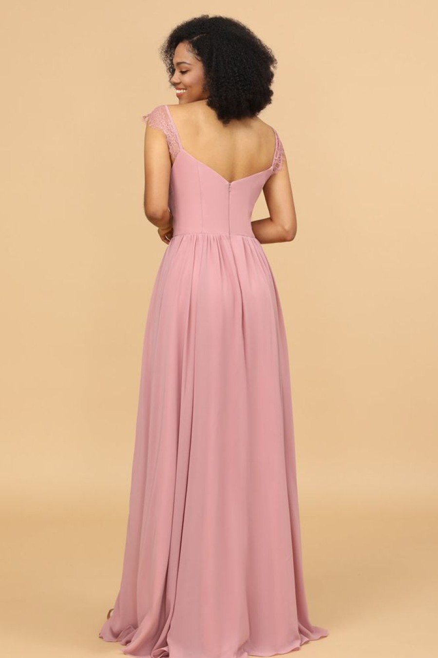 Homrain Long Chiffon Bridesmaid Dress With Lace | Bridesmaid Dress Under 100