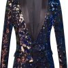 Homrain Sparkly Dark Blue Sequins Men'S Blazer | Men Blazers