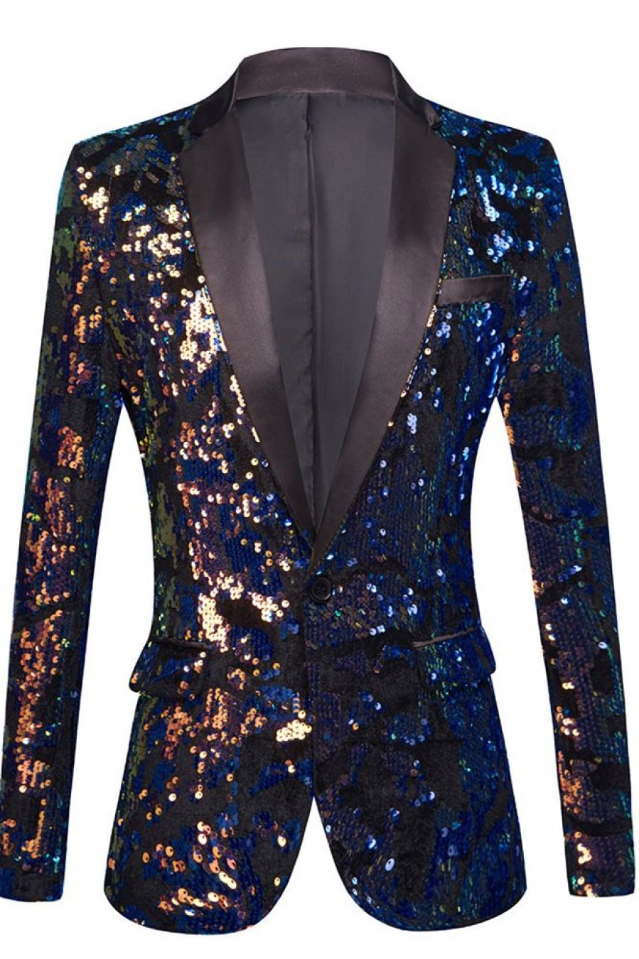 Homrain Sparkly Dark Blue Sequins Men'S Blazer | Men Blazers