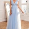 Homrain Backless Long Prom Dress With Appliques | Blue Prom Dresses