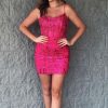 Homrain Sparkly Sequined Corset Tight Short Homecoming Dress | Pink Hoco Dresses