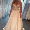 Homrain A-Line Satin Sweetheart Long Simple Wedding Dress With Beading | Simple Wedding Dresses