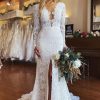 Homrain Mermaid Boho Long Lace Wedding Dress With Sleeves | Mermaid Wedding Dresses