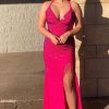 Homrain Sparkly Sequins Mermaid Long Prom Dress With Fringes | Hot Pink Prom Dresses