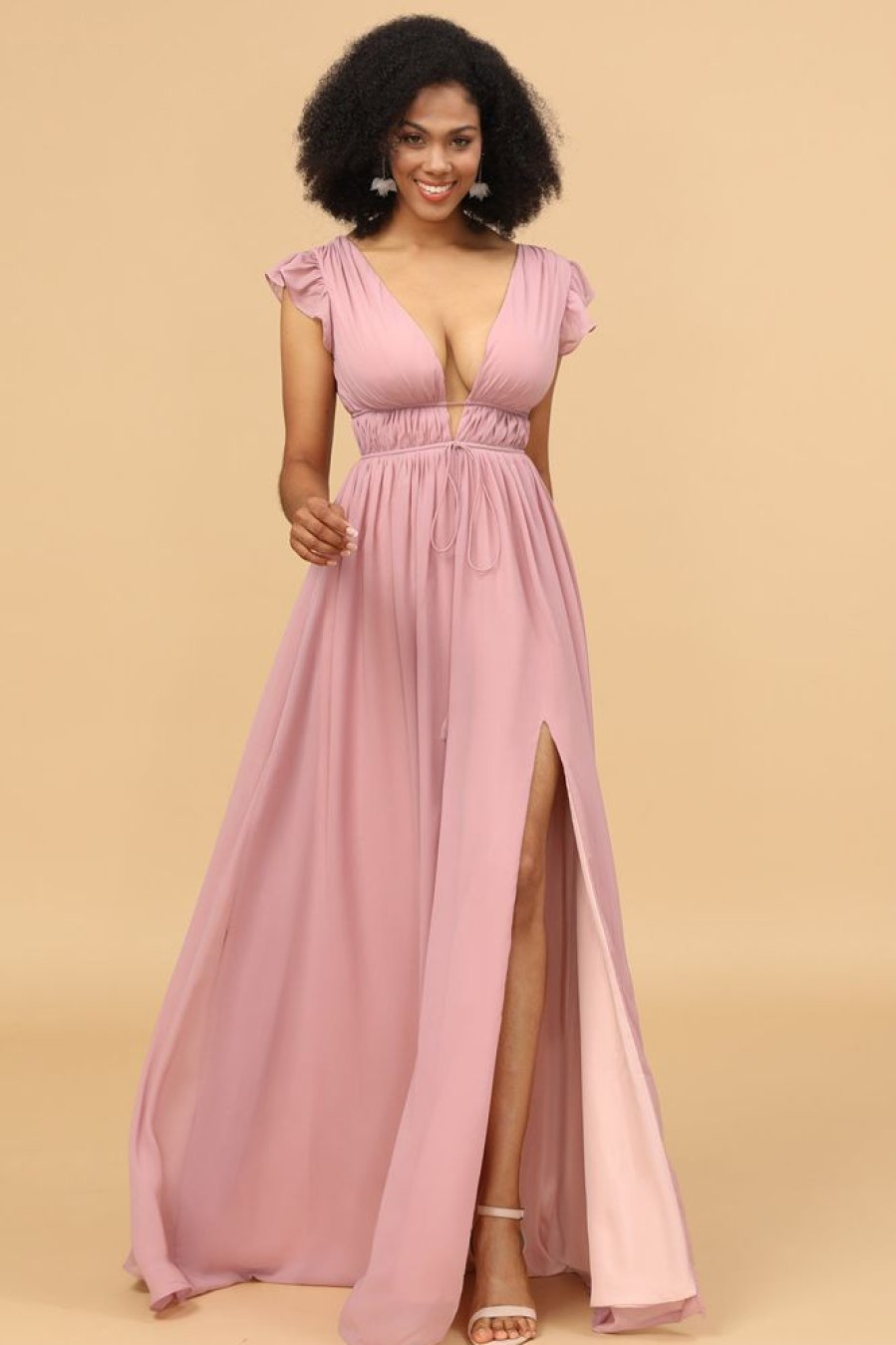 Homrain V-Neck Long Chiffon Bridesmaid Dress | Bridesmaid Dress Under 100